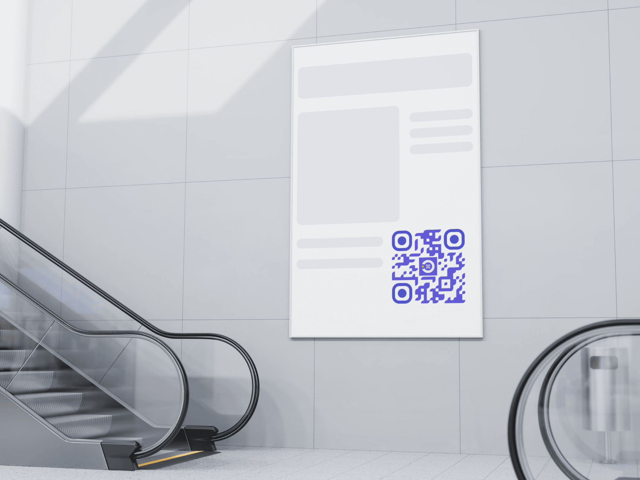 Billboard with QR code in subway station - Track physical advertising